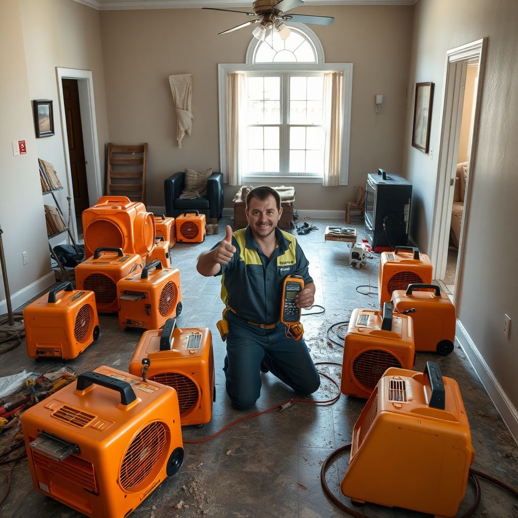 A technician using a moisture meter to check the walls of a Hendersonville home for hidden water damage.